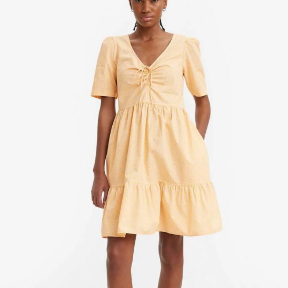 Levi's Women's Marcella Trapeze 100% Cotton Floral Tiered Dress - M